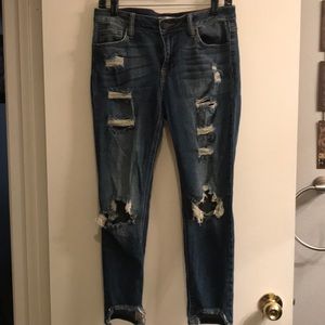 Distressed medium wash jeans